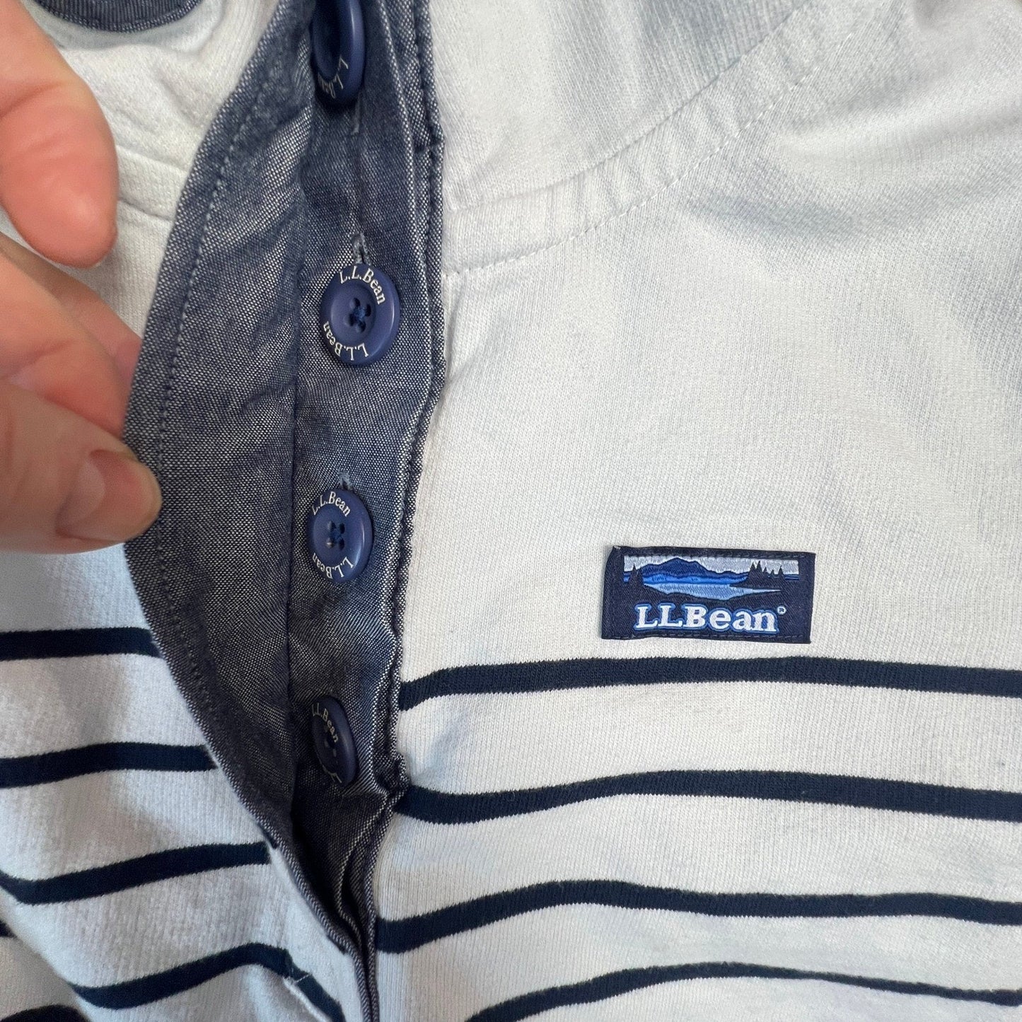 L.L. Bean Nautical Stripe Quarter Zip Pullover Sweatshirt XS