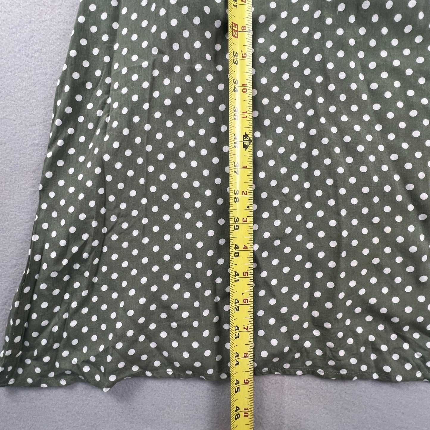 Anthropologie Grade & Gather Midi Dress Womens M Green Polka Dot Summer Casual