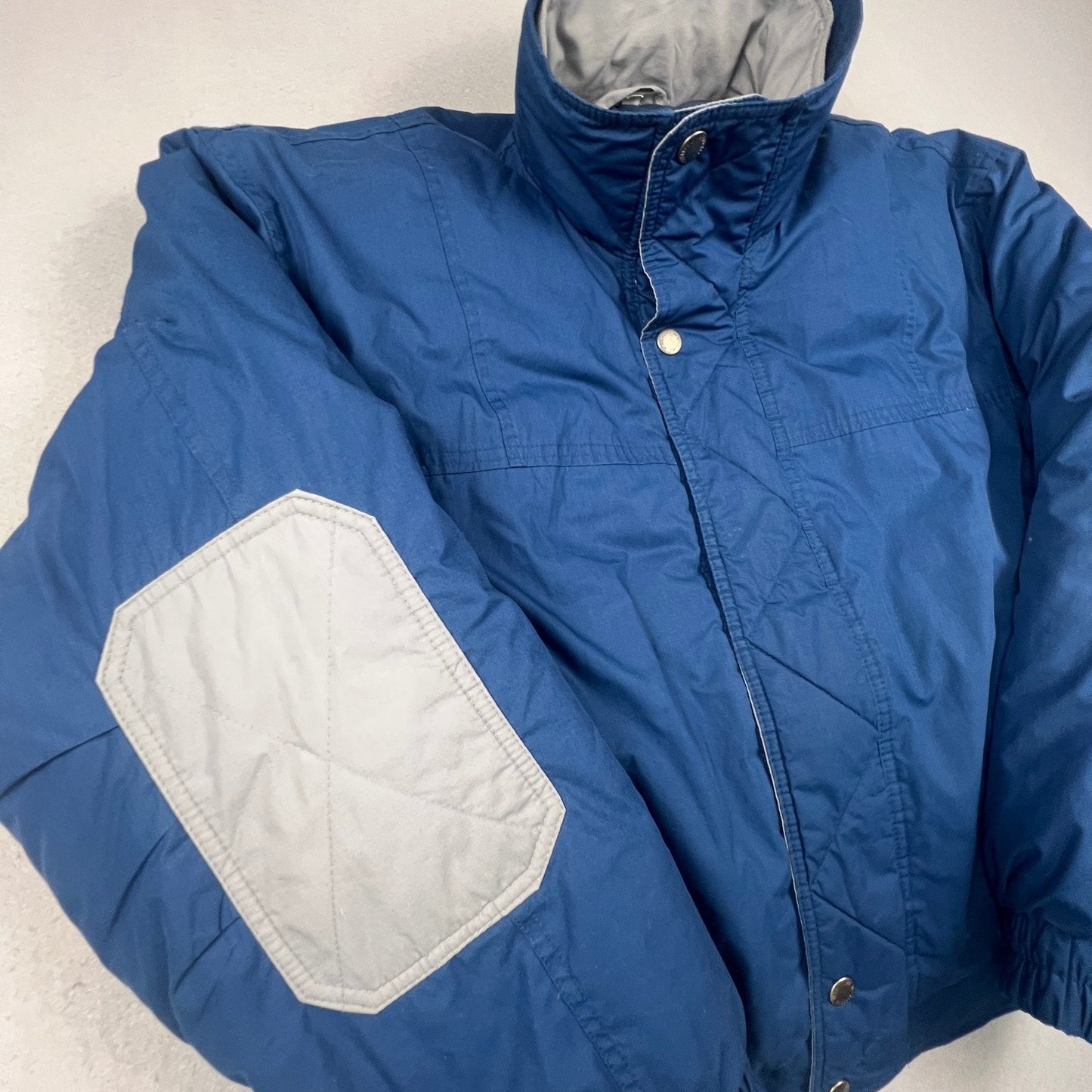 Members Only Down Puffer Jacket Mens XL Blue Vintage 80s Elbow Patches Ski Coat