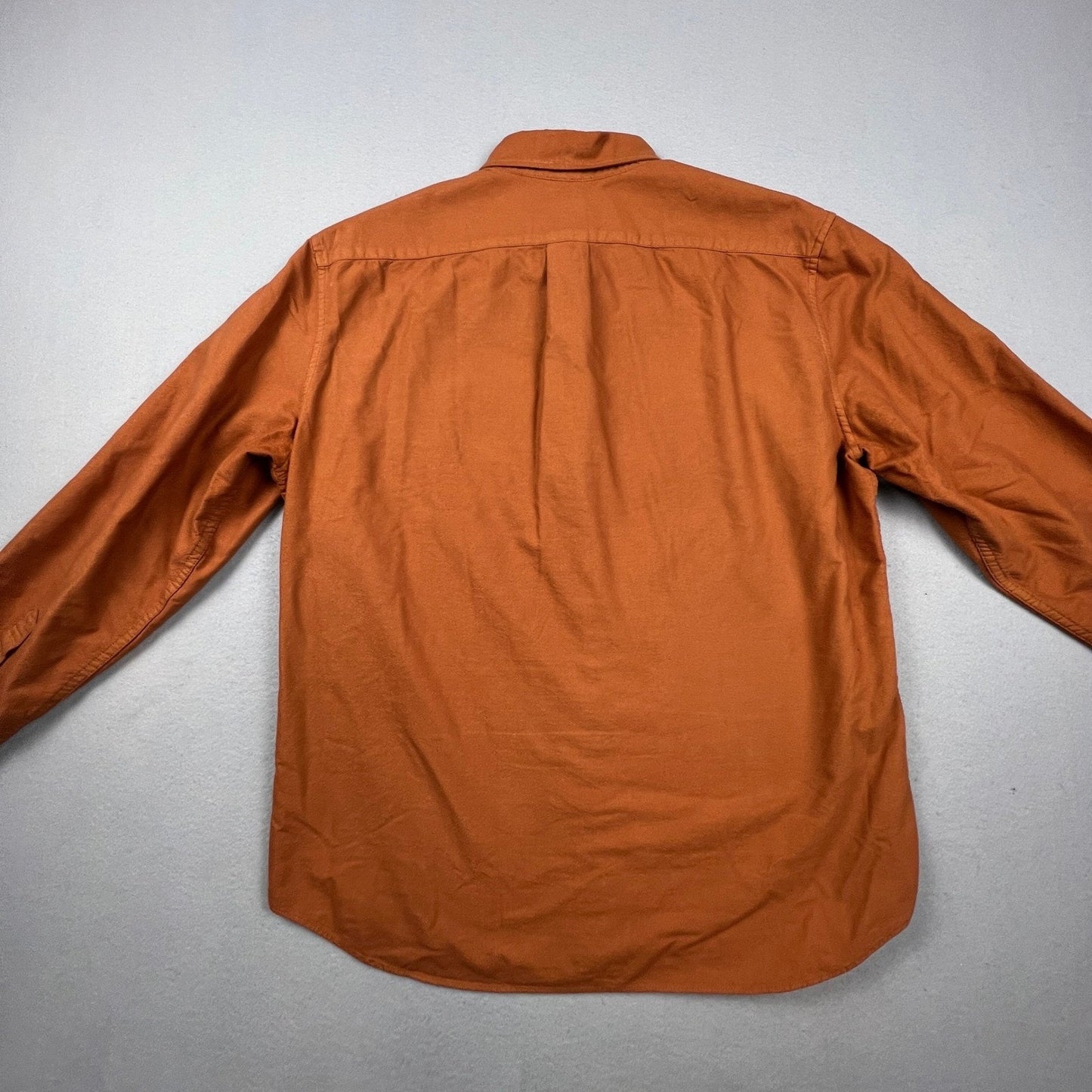 J.Crew Button Down Shirt Mens Large Orange Slim Untucked Garment Dye Casual