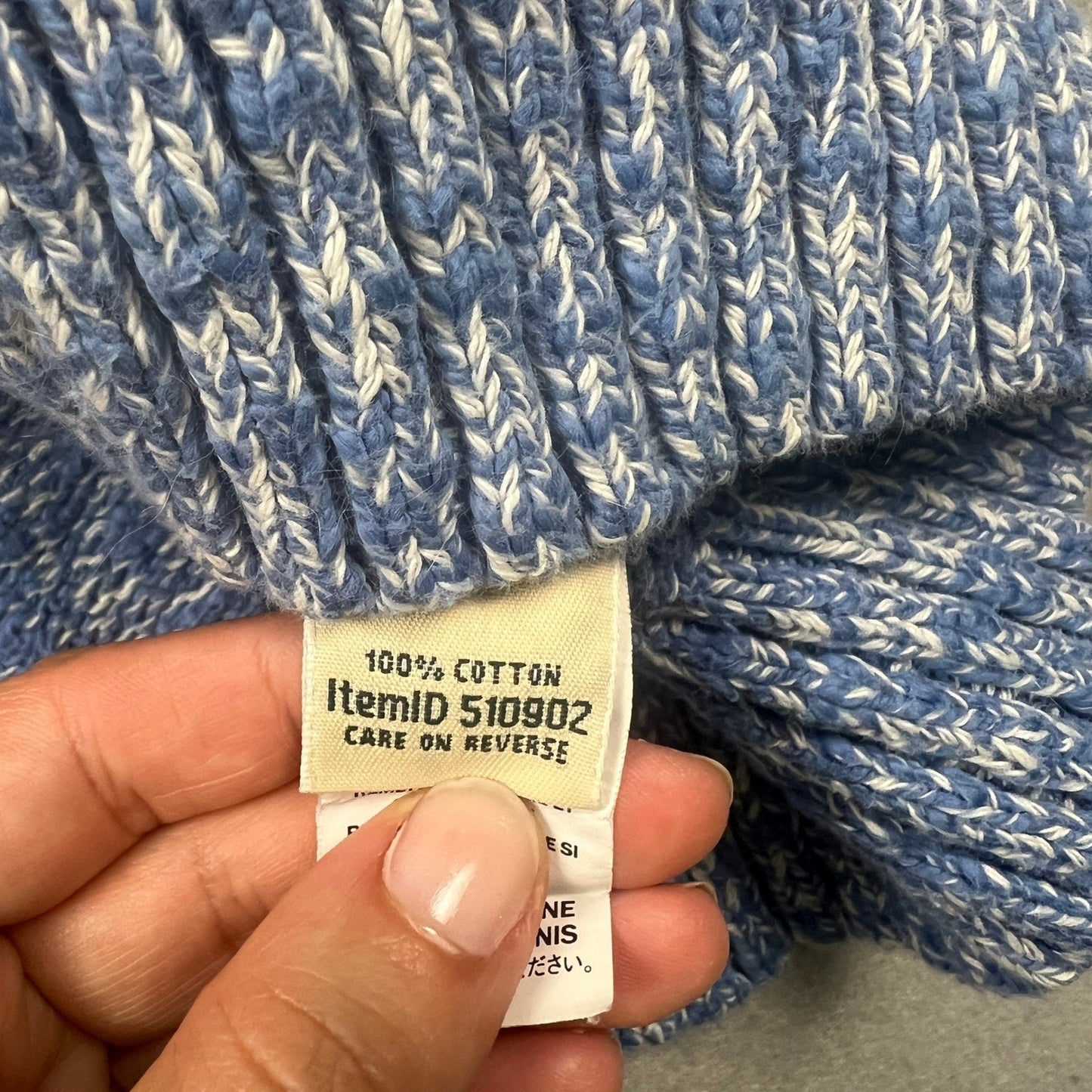 L.L.Bean Fair Isle Sweater Womens Medium Blue Cotton Mock Neck Pullover Winter