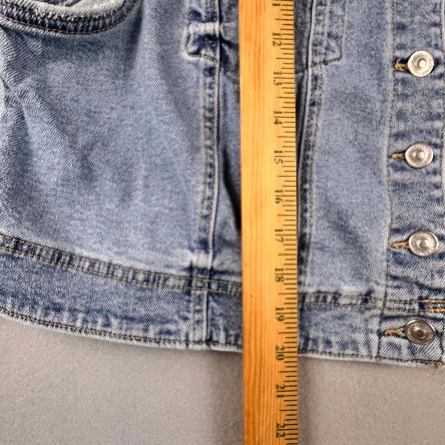 Wax Jean Denim Vest Women 3XL Blue Distressed Cropped Jean Jacket Sleeveless