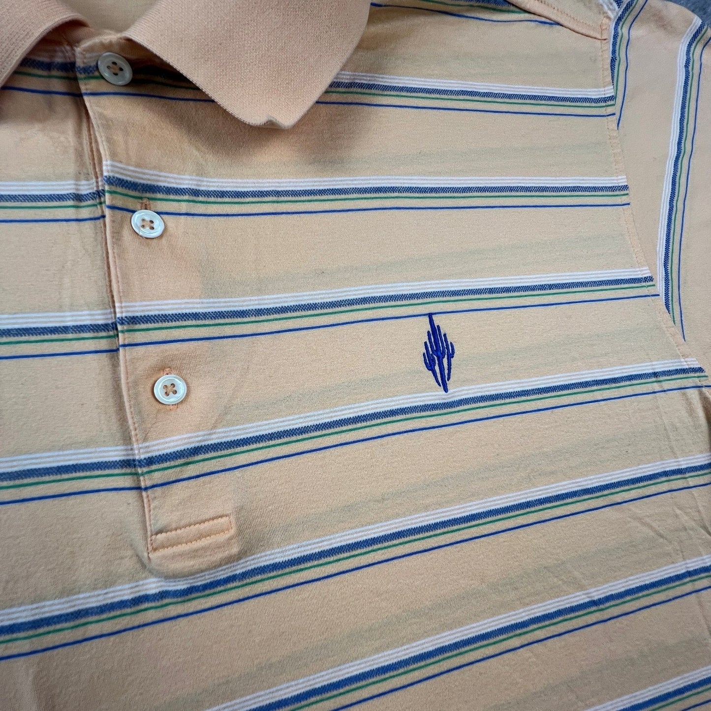Martin Timeless As The Game Polo Shirt Mens XL Pima Cotton Striped Orange Cactus