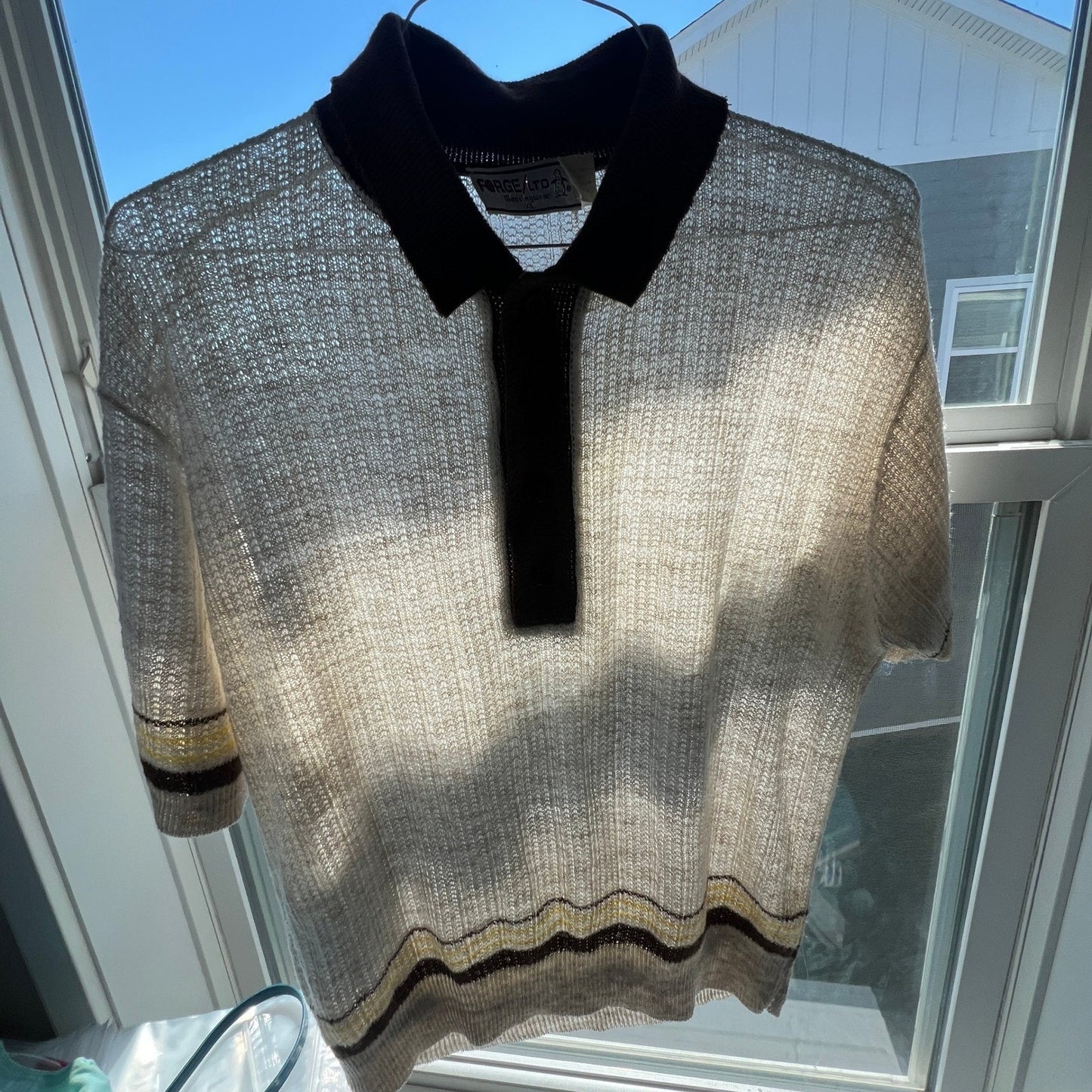 Forge Ltd Munsingwear Knit Polo Mens XL Paper Thin Linen Blend Vintage Retro