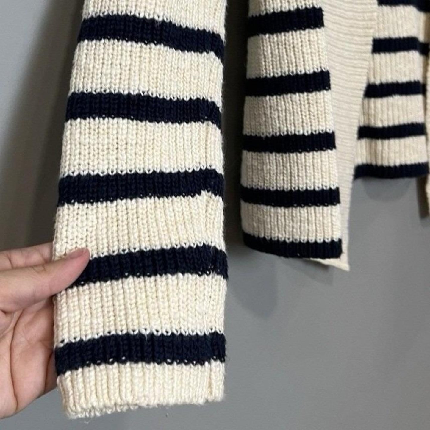 L.L.Bean Nautical Stripe Cardigan Womens XS Shawl Collar Coastal Preppy