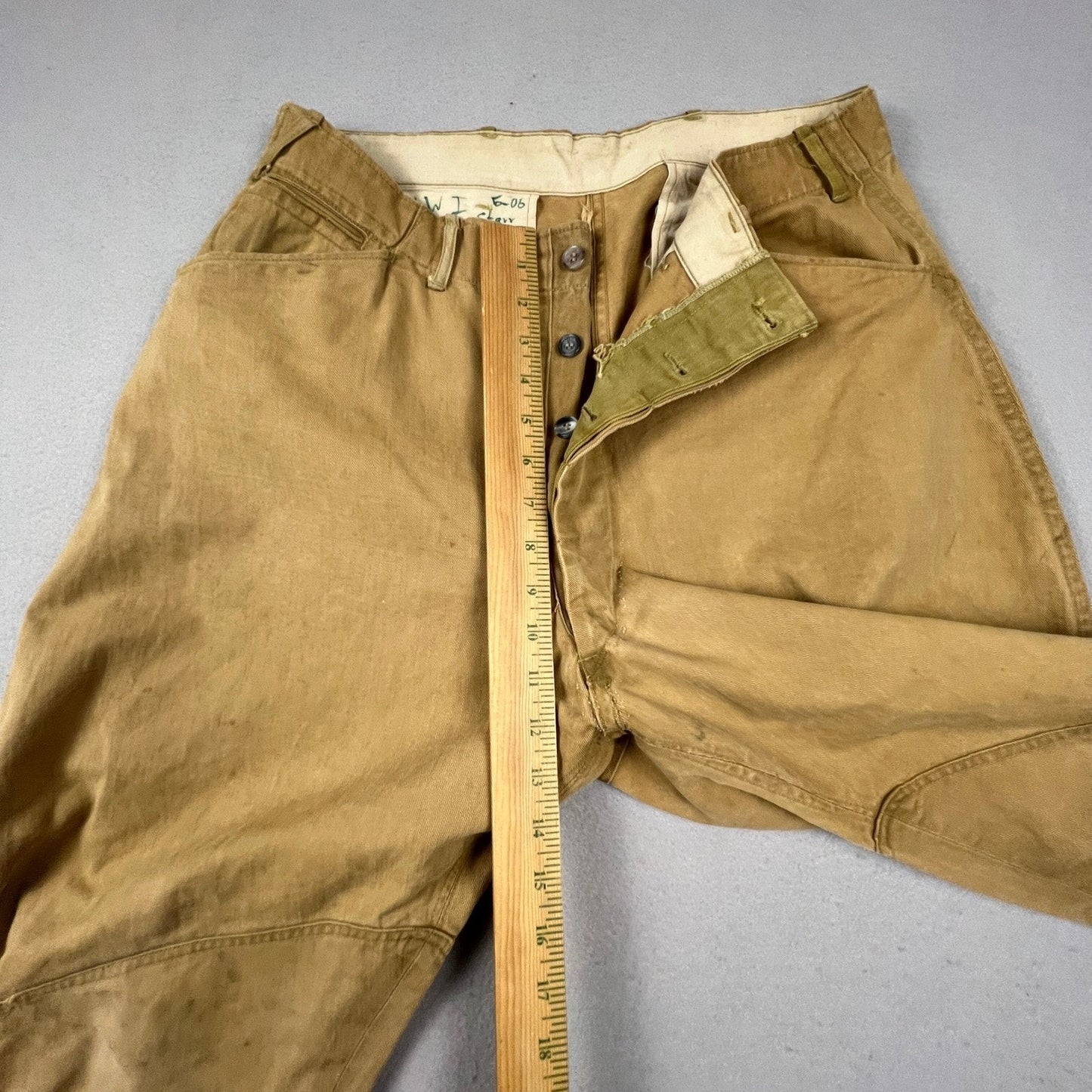 WWI Era US Army Style Khaki Riding Breeches Cavalry Jodhpurs VTG Military Pants