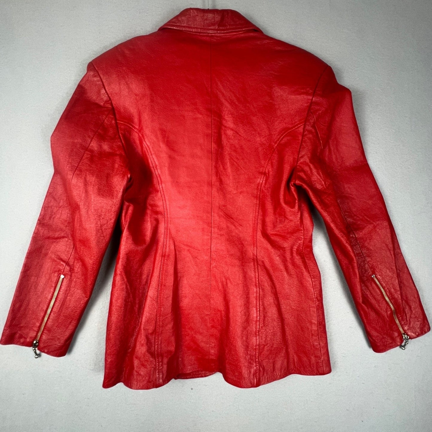 VTG 80s Don't Stop Leather Jacket Women Medium Red Zip Vintage Biker Chic Retro