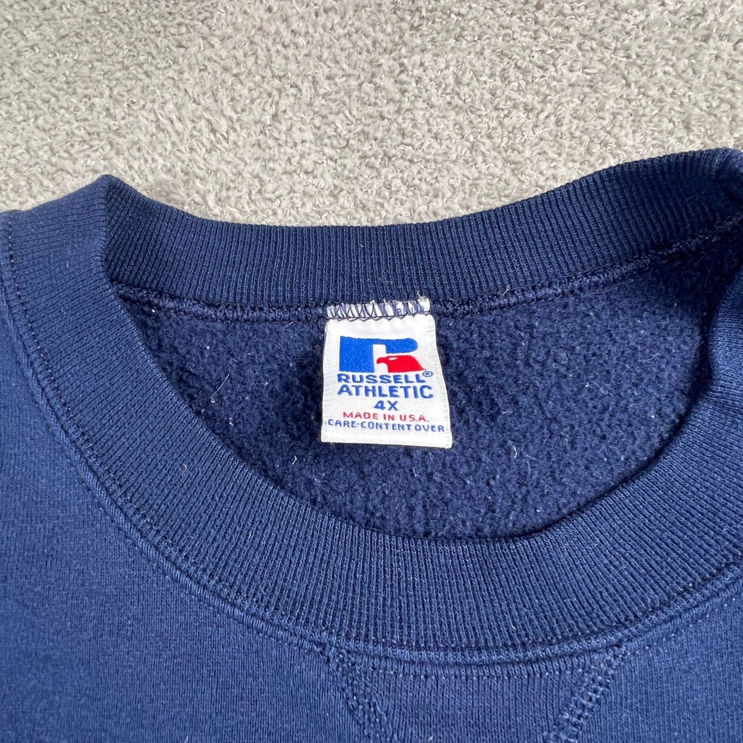 Vintage 90s Russell Athletic Eskimo Joes Sweatshirt Mens 4X Navy Stillwater USA