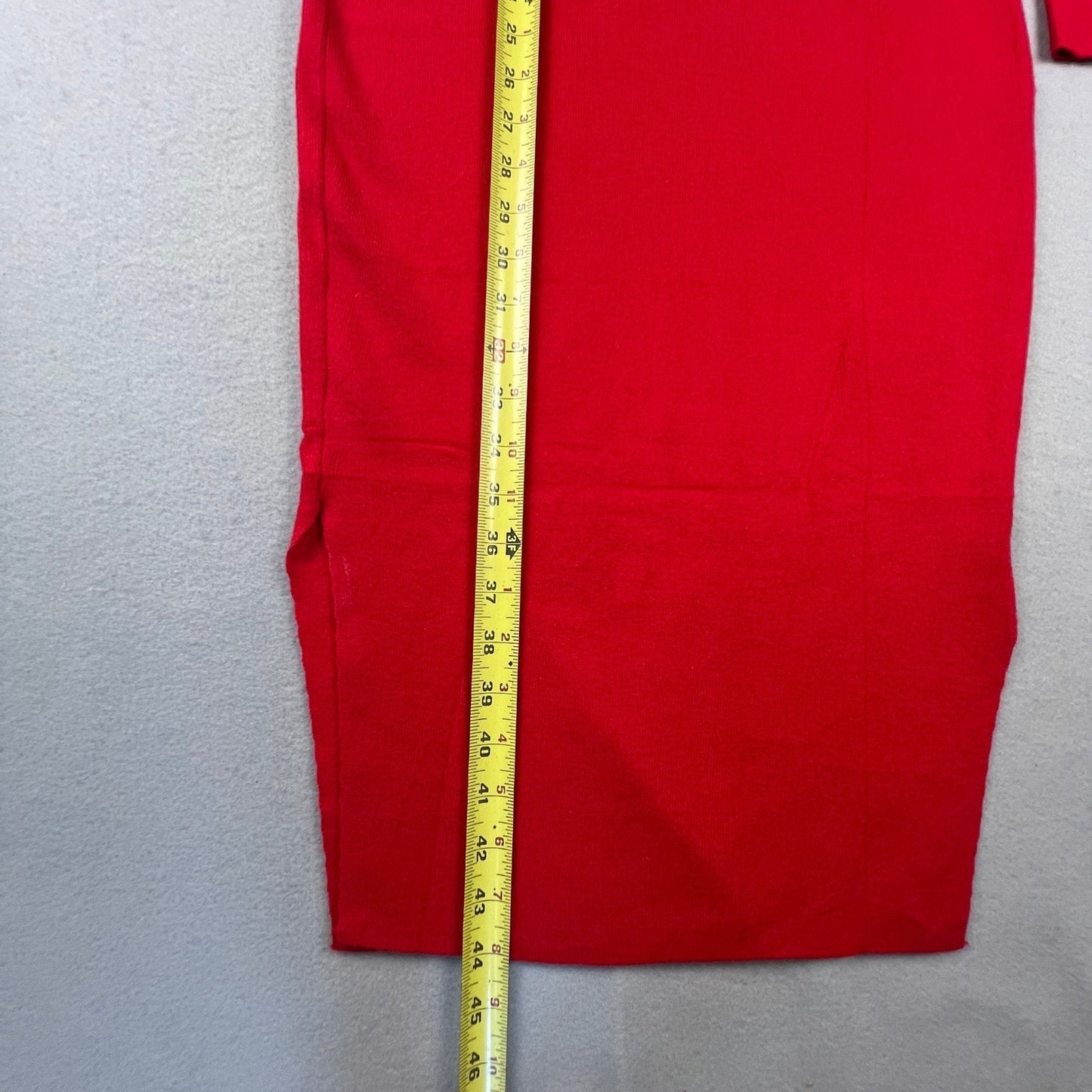 Knit Wrap Midi Dress Women M Red Tie Waist Long Sleeve Cocktail Dress Datenight