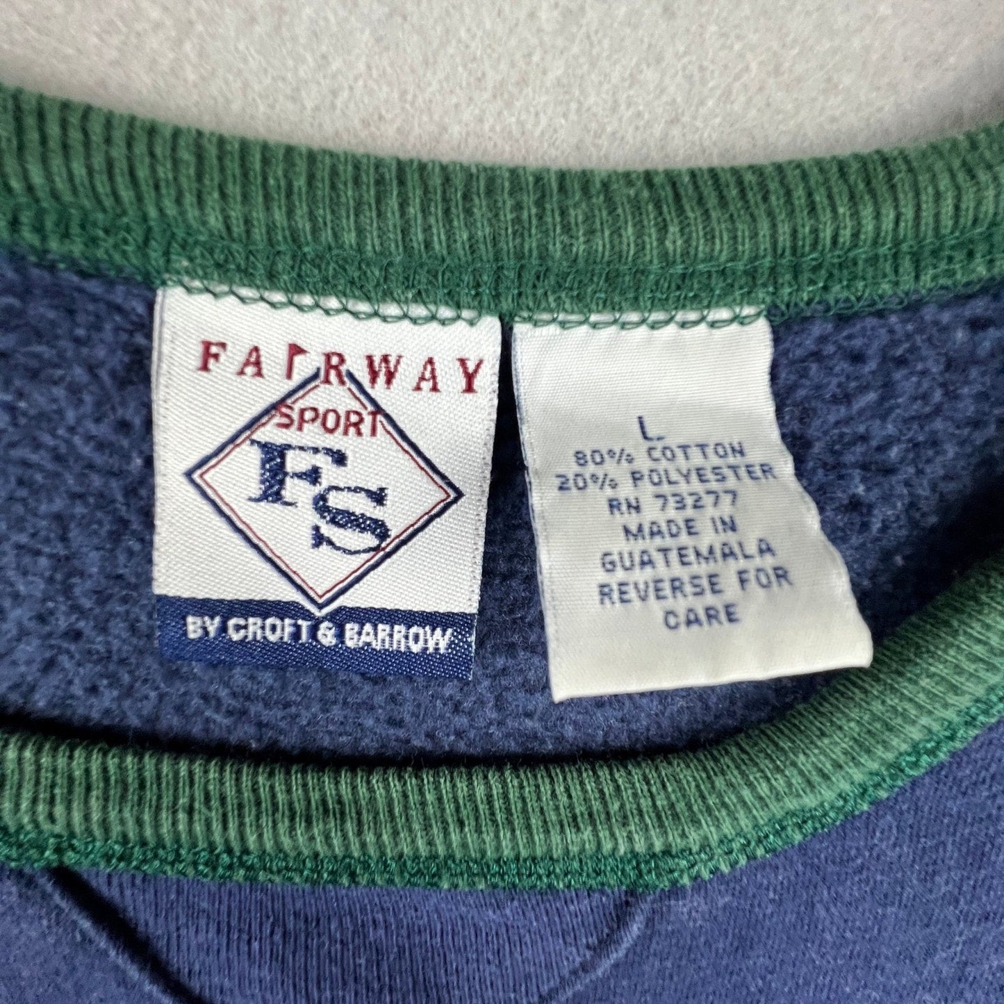 VTG Fairway Sport Sweatshirt Large Ringer Crew Neck Golf Pullover Streetwear