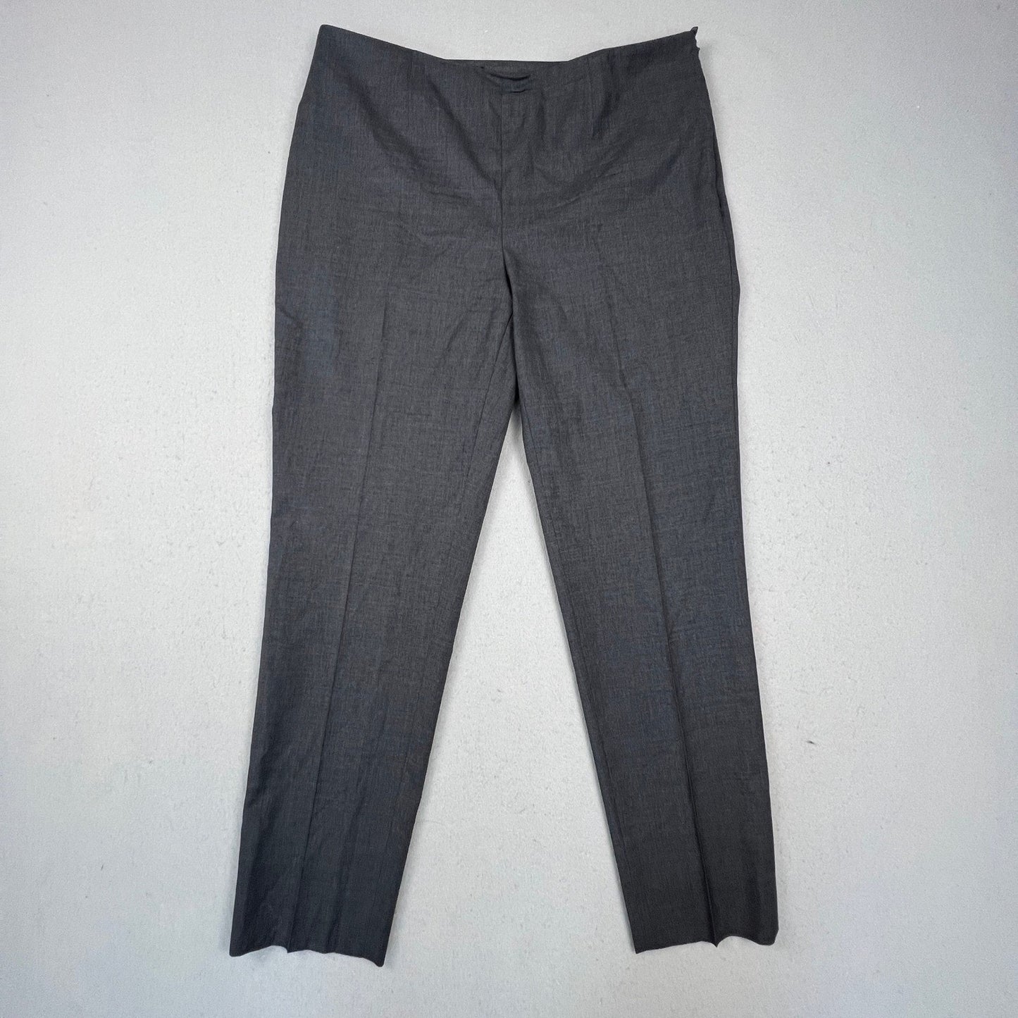 Brooks Brothers Dress Pants Womens 10 Grey Tollegno 1900 Wool Side Zip Split Hem