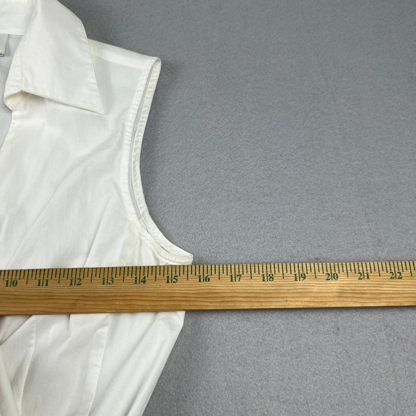 Ann Taylor Loft Wrap Blouse Womens 8 White Sleeveless Collared Side Tie Casual