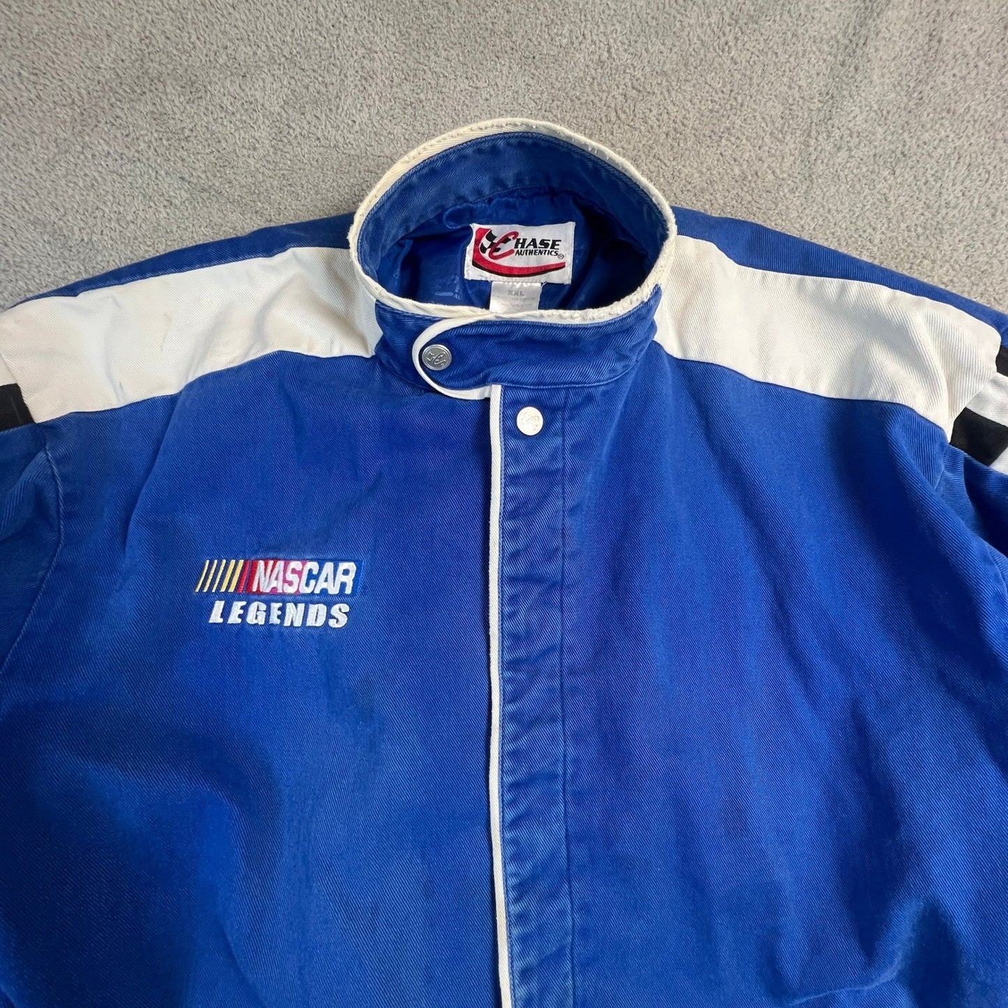 Chase Authentics NASCAR Mens XXL Legends Signature Jacket Blue Cotton Twill