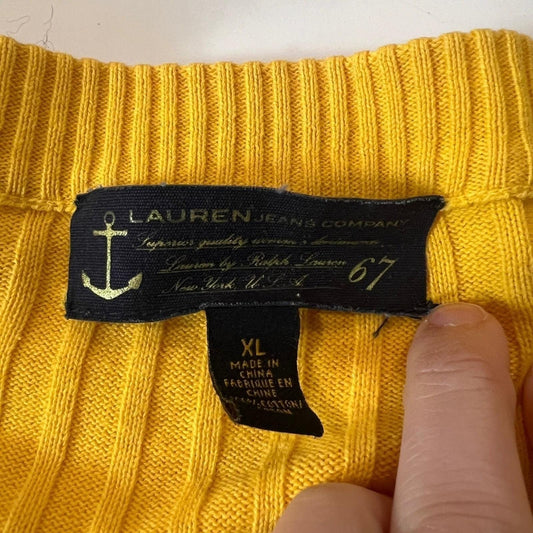 VTG Y2K Lauren Jeans Company Sweater Women's Extra Large Yellow Knit  80s Layer