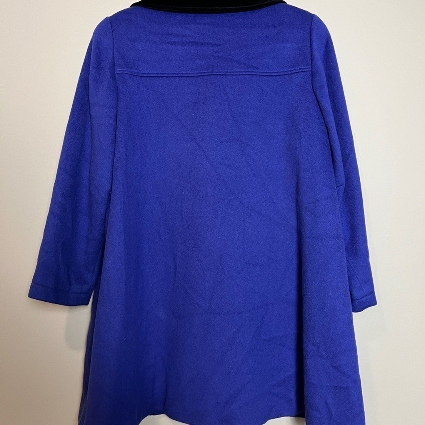 Princess Royalcore Swing Women's Blue Wool Coat Velvet Collar Size 10