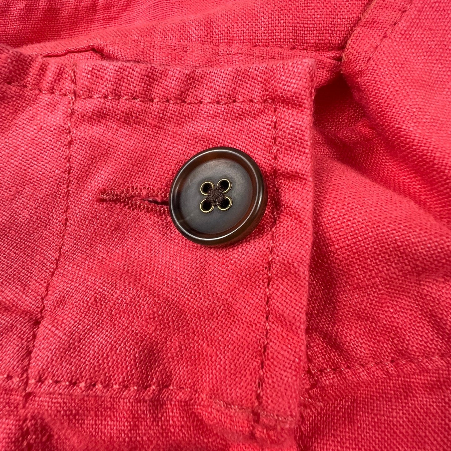 Talbots Linen Utility Jacket Womens XS Coral Pink Button Front Drawstring Casual
