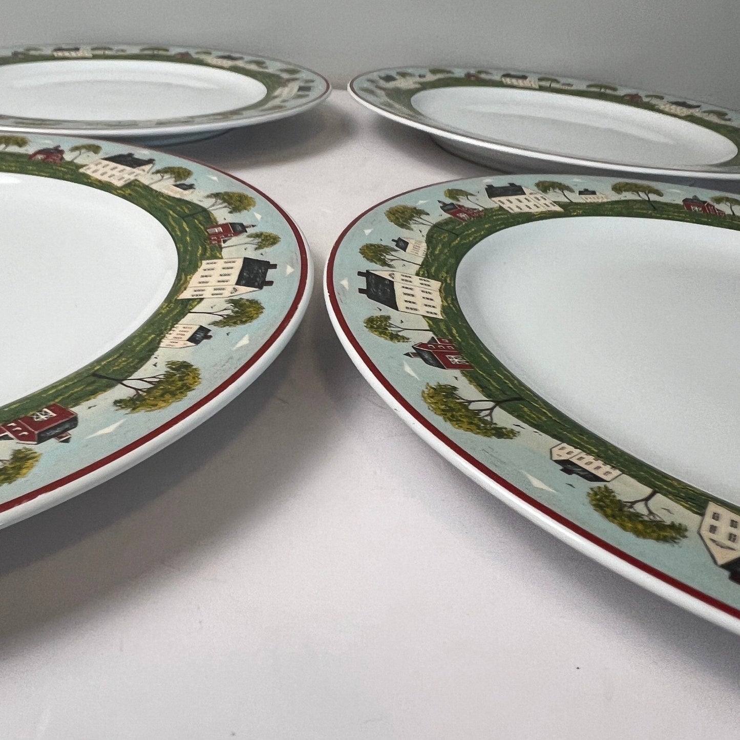 Sakura Dinner Plates Warren Kimble Brandon House 10.75" White Folk Art Farmhouse