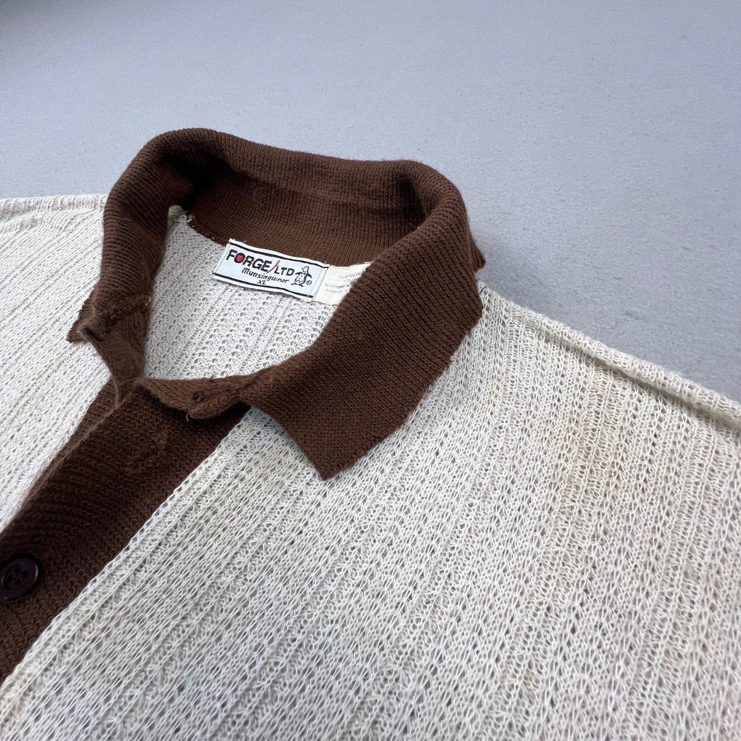 Forge Ltd Munsingwear Knit Polo Mens XL Paper Thin Linen Blend Vintage Retro