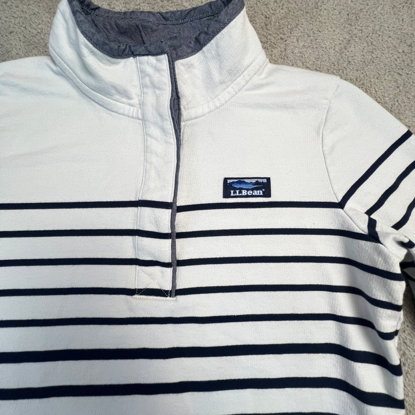 L.L. Bean Nautical Stripe Quarter Zip Pullover Sweatshirt XS