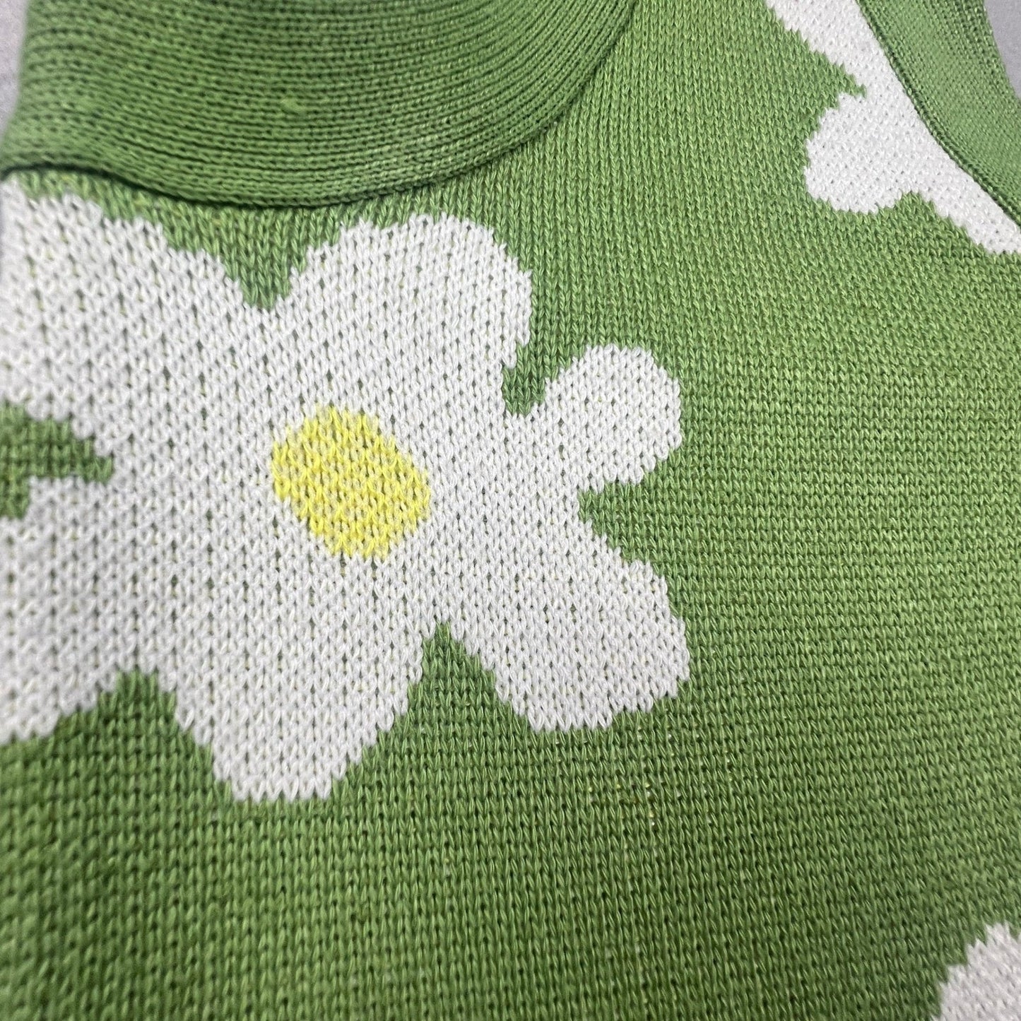 Daisy Street Halter Knit Top Womens Small Green Floral Button Front Retro Y2K