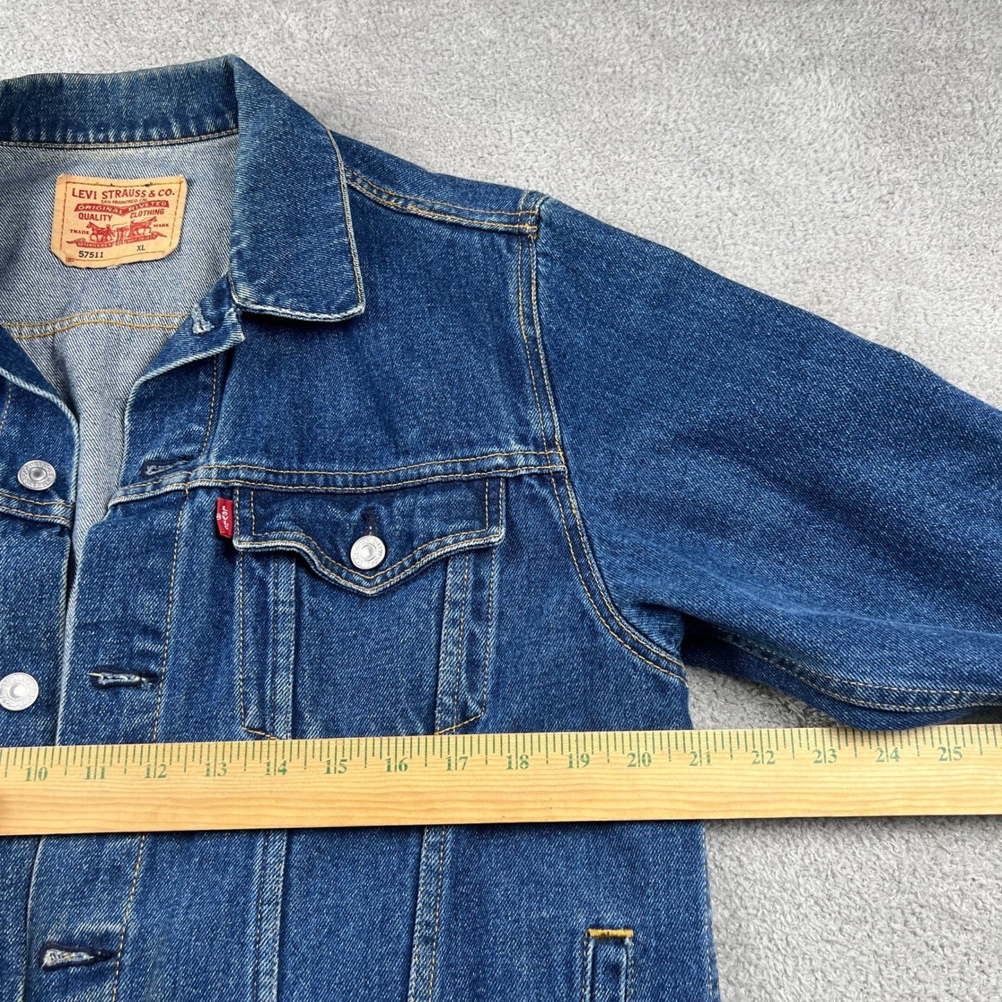 VTG Y2K Levi's 57511 Denim Trucker Jacket Cotton Men's XL Blue Workwear