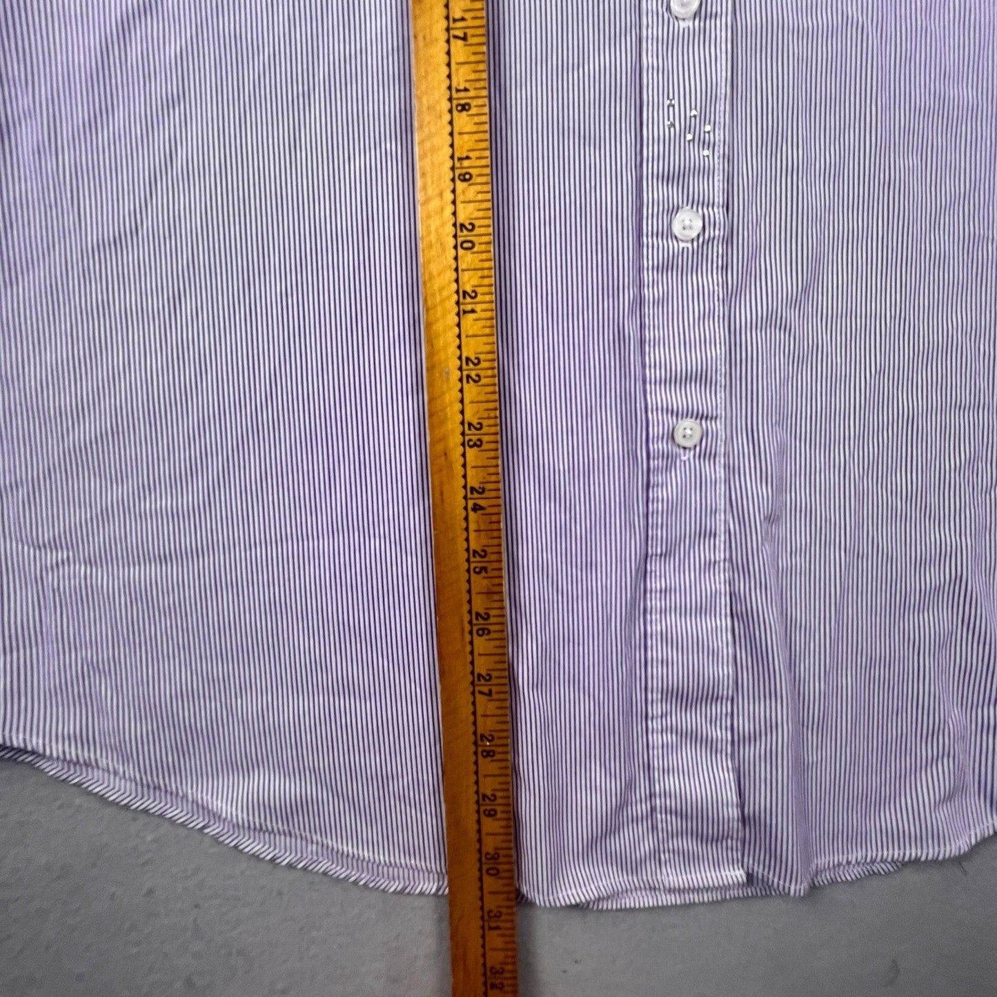 VTG Las Olas Button Down Shirt Womens L Purple Pinstripe Rhinestone Fashion Art
