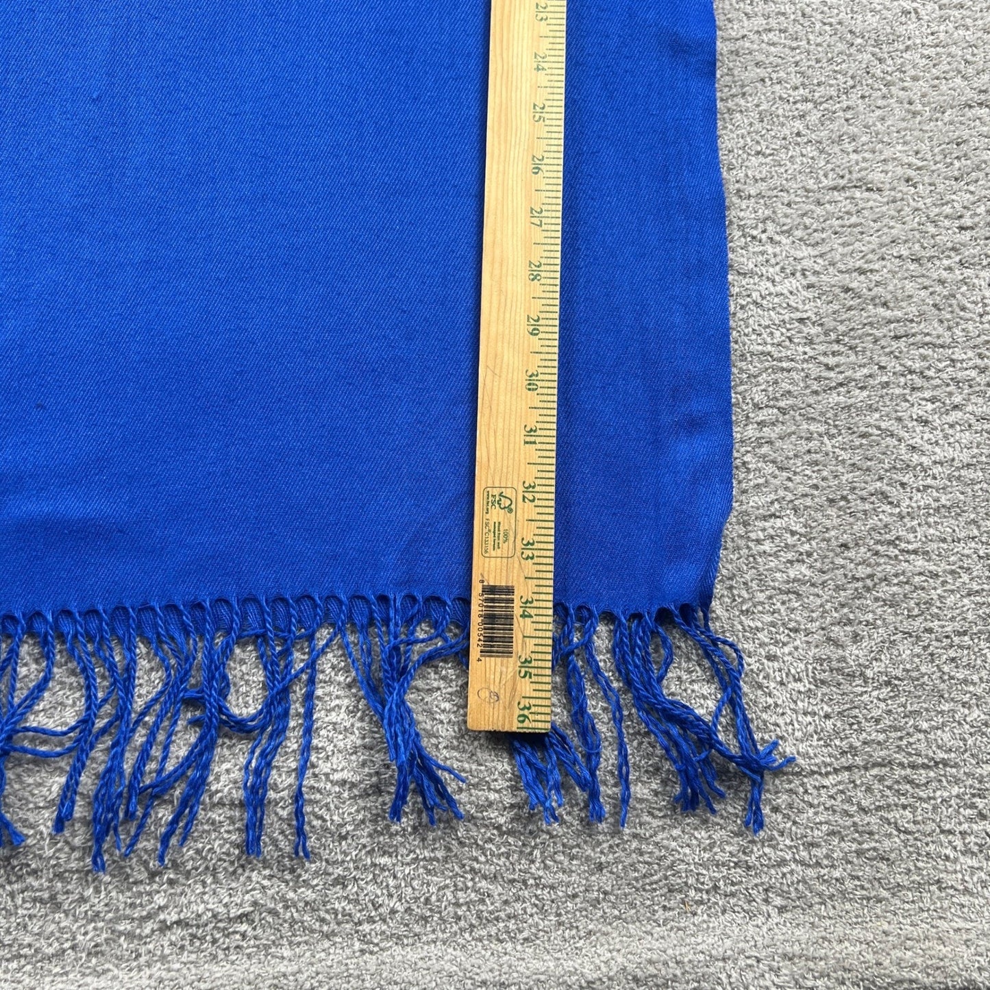 100% Cashmere Scarf Unisex OS Blue Fringe Tassel Pashmina Wrap
