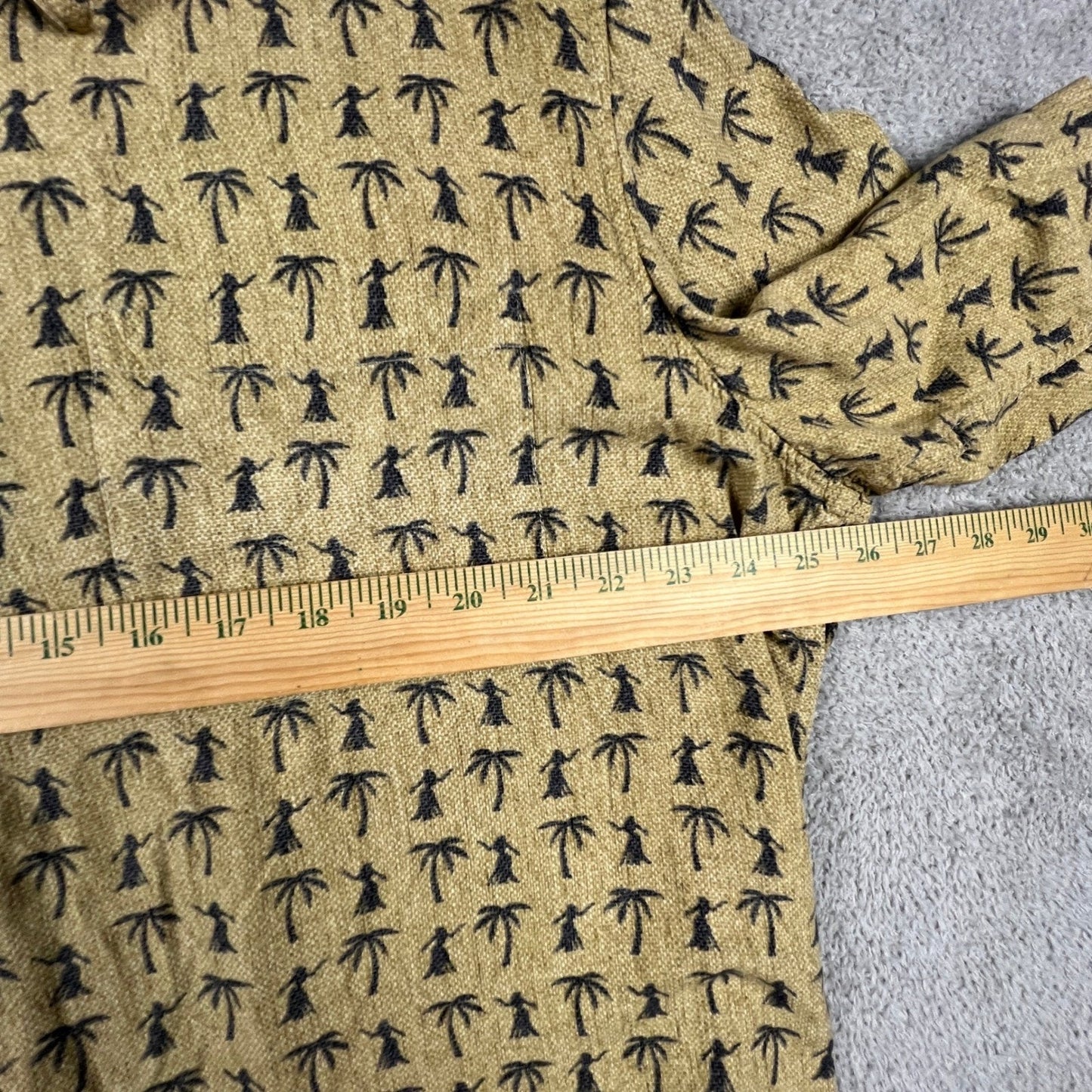 VTG Reyn Spooner Hawaiian Shirt Mens XL Yellow Hula Palm Tree Spun Aloha Top