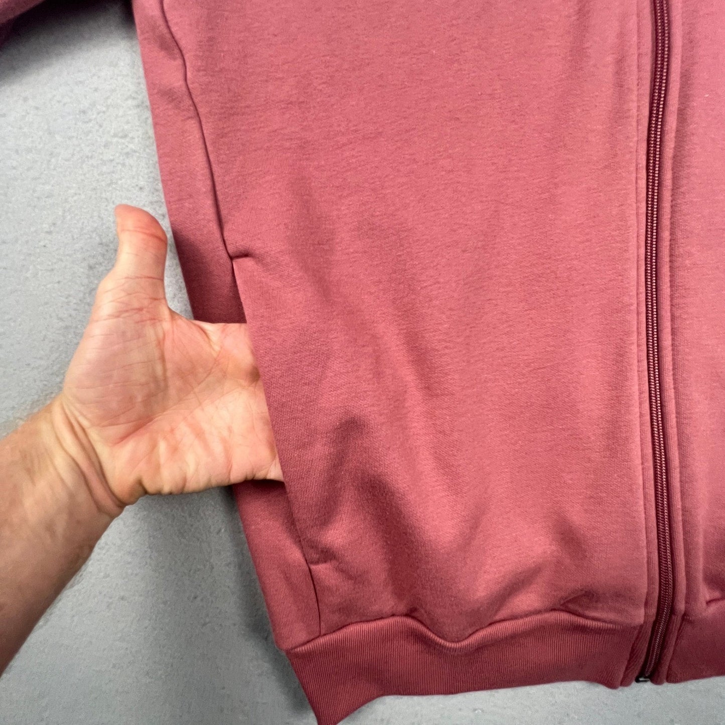 Adidas Full Zip Hoodie Mens Large Mauve Pink 3-Stripe Fleece Athletic IX0166