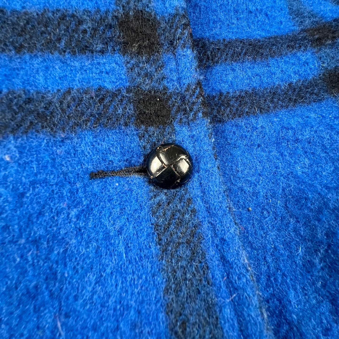 Woolrich Plaid Hooded Coat Womens Medium Blue Wool Blend Vintage Button Front