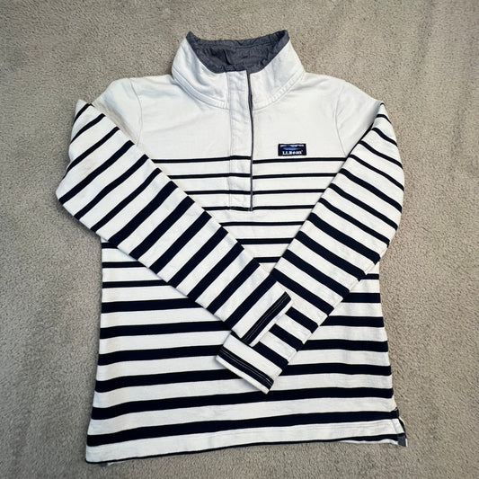 L.L. Bean Nautical Stripe Quarter Zip Pullover Sweatshirt XS