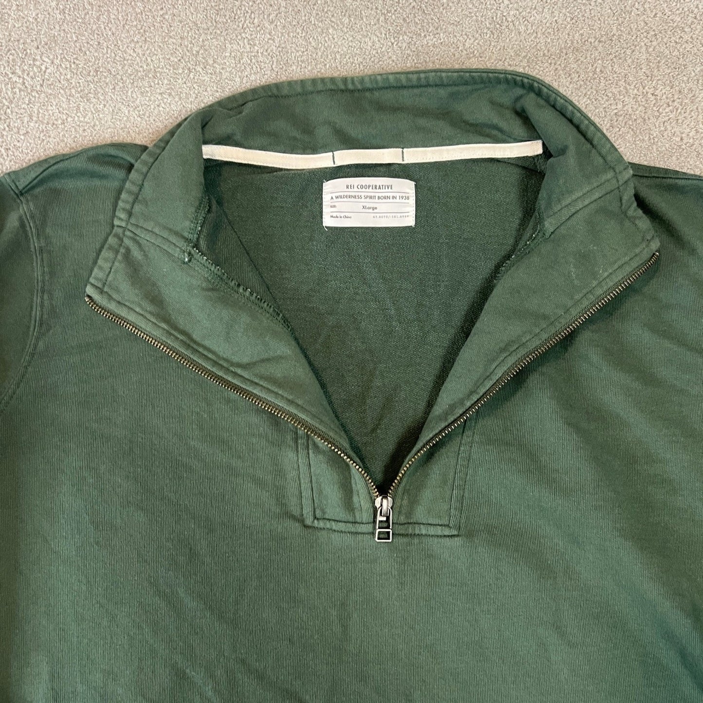 REI Cooperative Men's Green Quarter Zip Pullover Sweatshirt XLarge