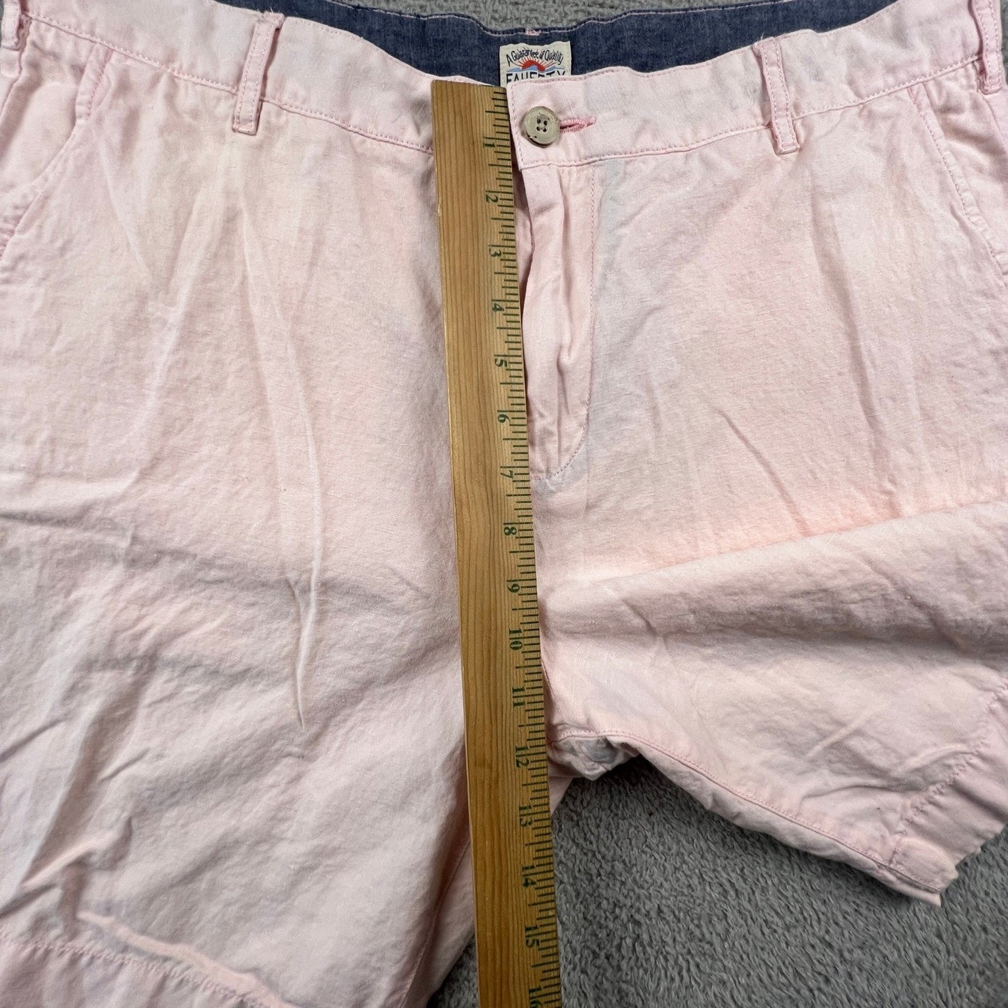 Faherty Linen Cotton Shorts Mens 36 Pink Flat Front Casual Summer Beach Coastal