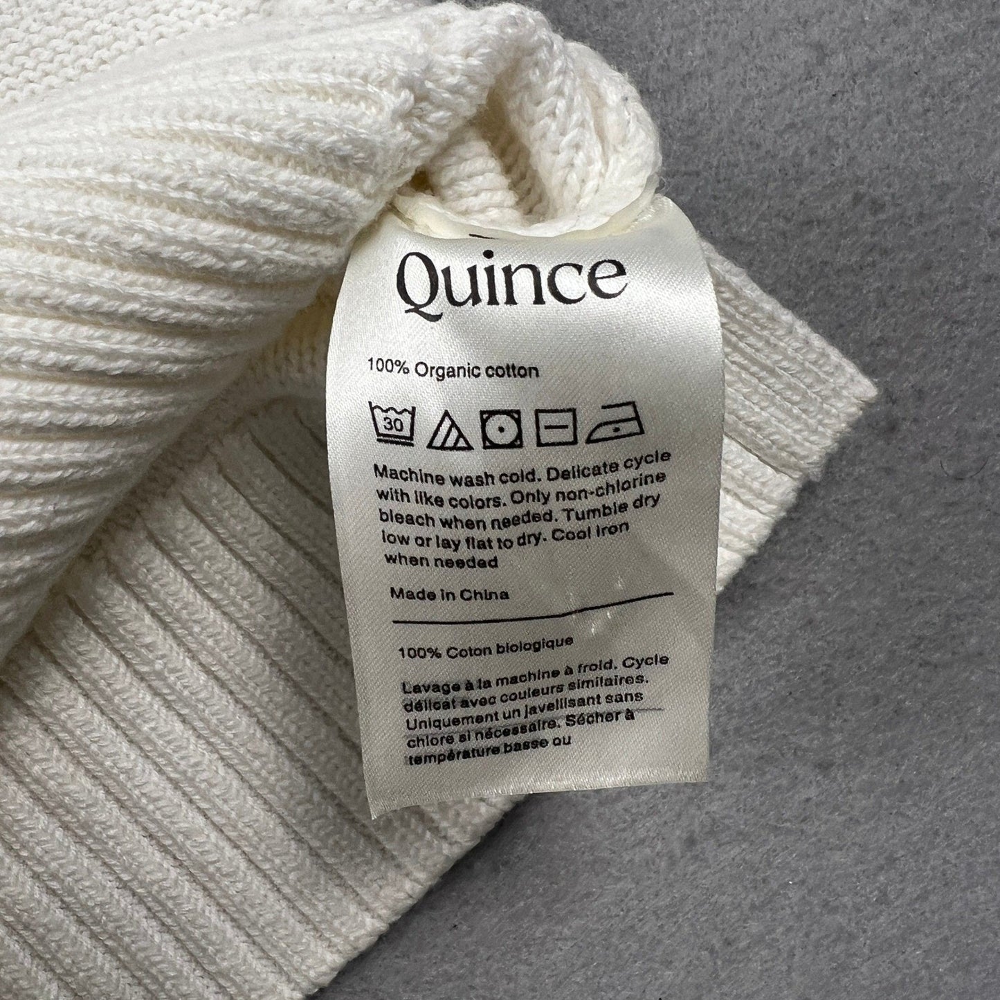 Quince Cardigan Sweater Womens M White Organic Cotton Cropped Knit Minimalist