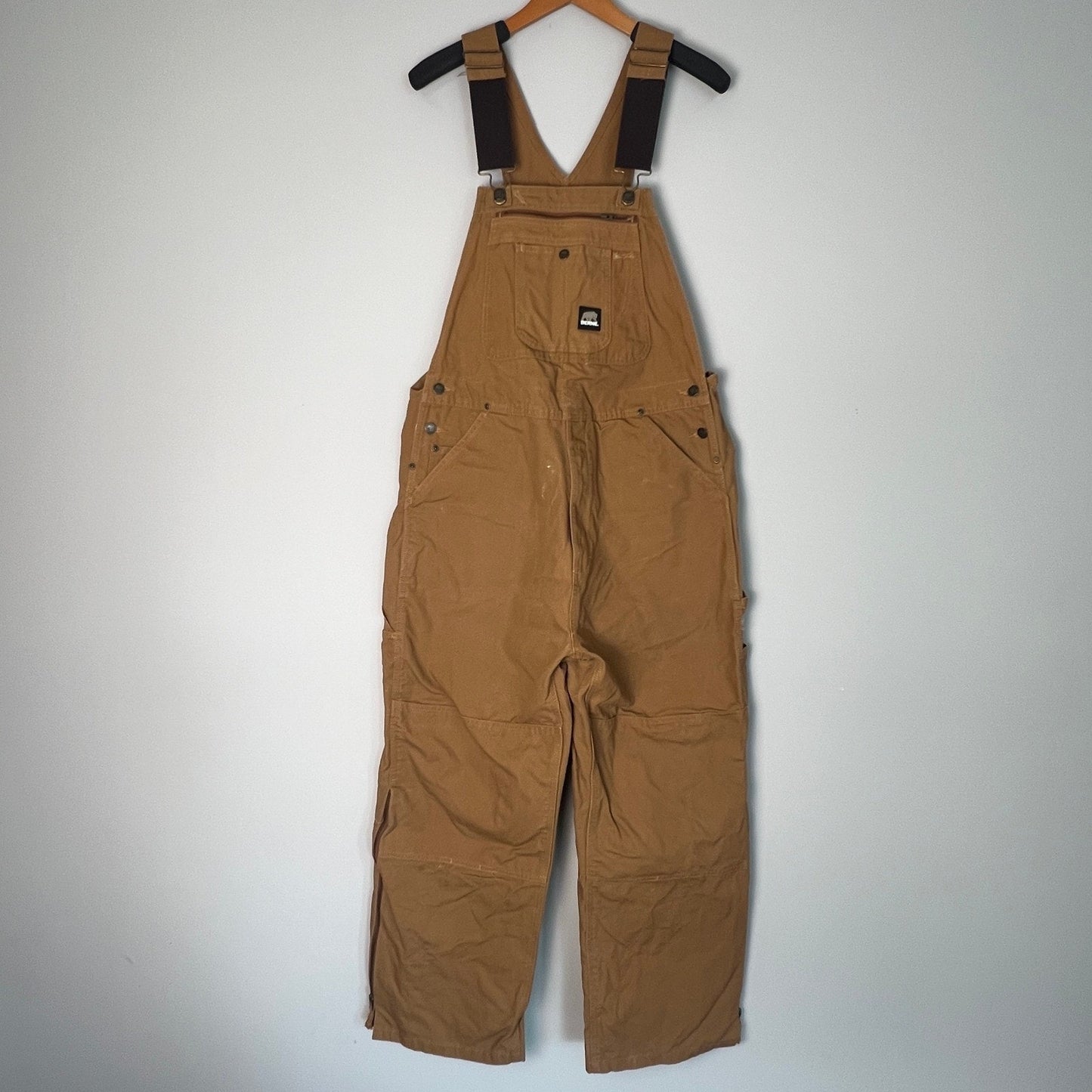 Berne Bib Overalls Mens 38x30 Cotton Duck Canvas Workwear Dble Knee Rugged Brown