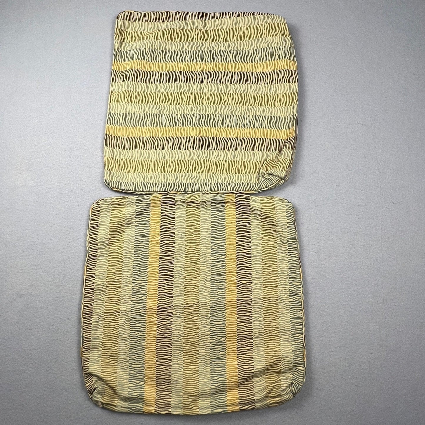 VTG Handmade Throw Pillow Covers Set of 2 18x18 Gold Tan Striped Grandmacore