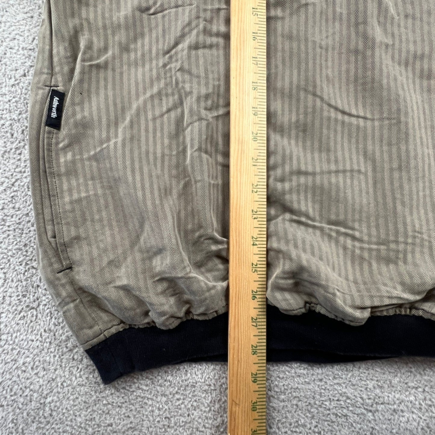 Ashworth Men's V-Neck XL Pullover Olive Herringbone Golf Windshirt Skater