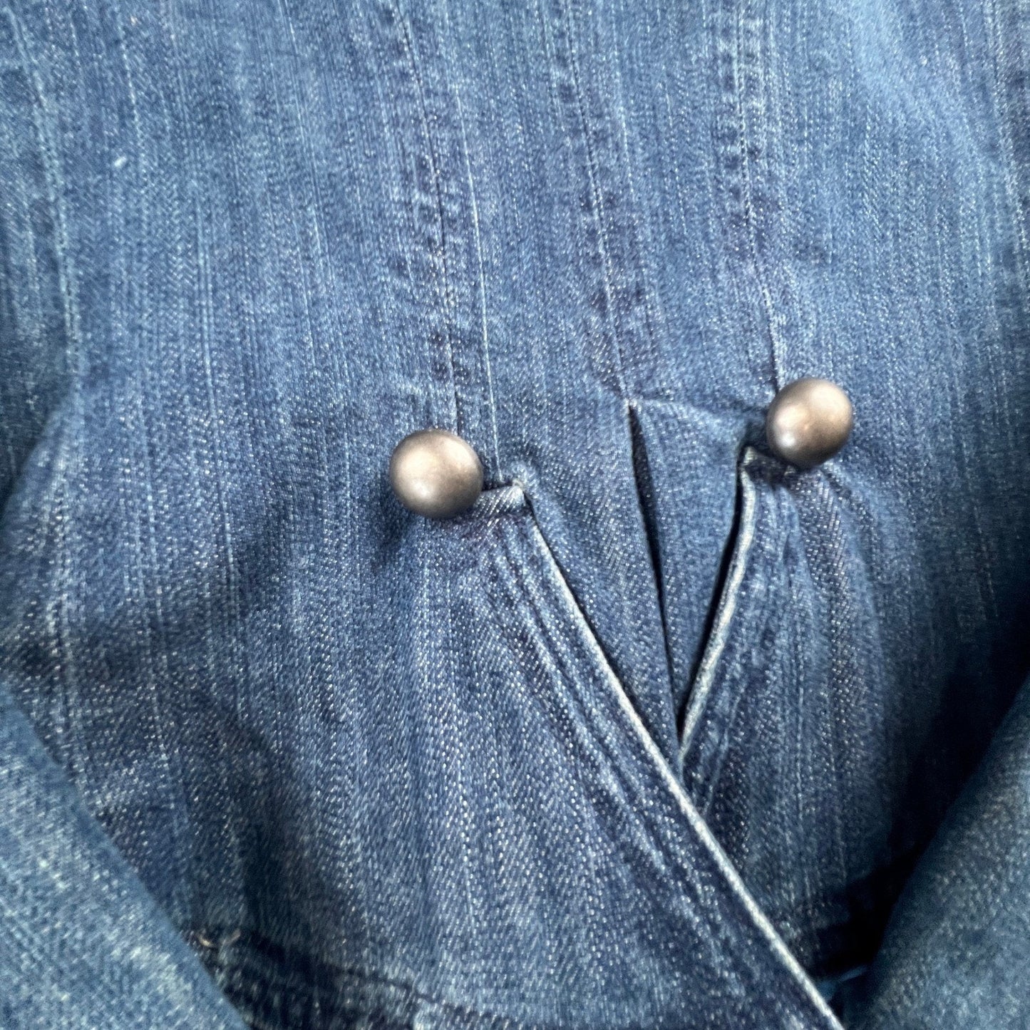 Vintage Denim Military Jacket NapoleonJacket Size 10 Double Breasted Y2K