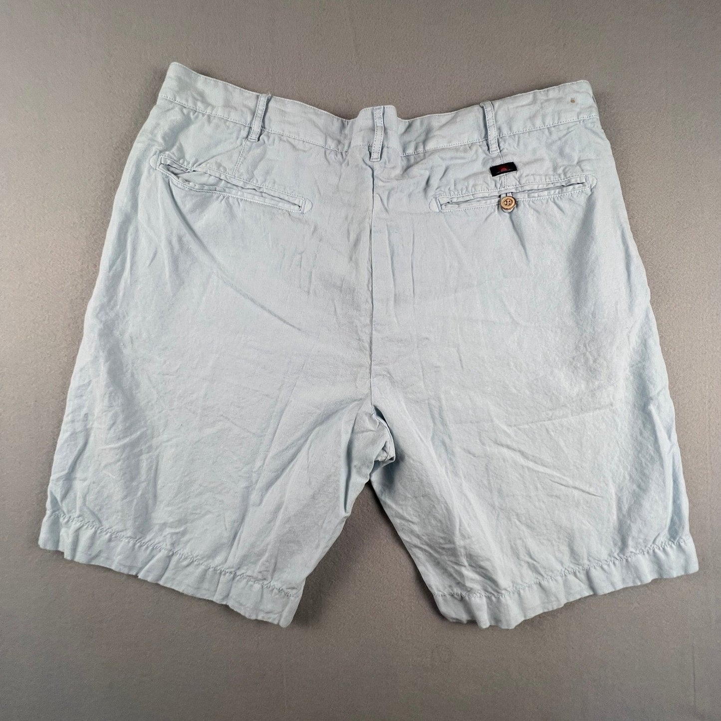 Faherty Shorts Mens 36 Light Blue Linen Blend Flat Front Casual Summer Beach