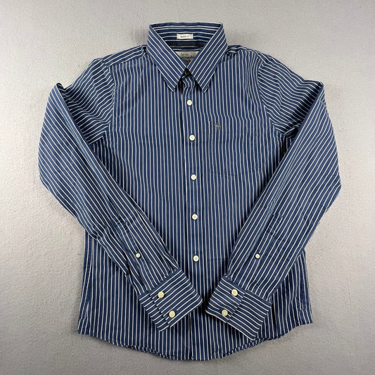 Abercrombie & Fitch Button Down Shirt Mens M Blue Striped Muscle Fit Preppy Logo