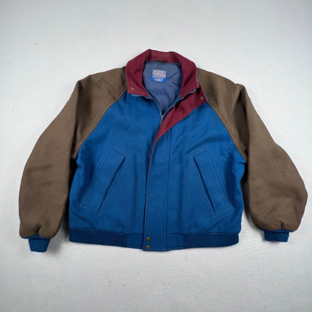 Vintage Pendleton Lobo Wool Bomber Jacket Mens XL Blue Brown Vintage Thinsulate