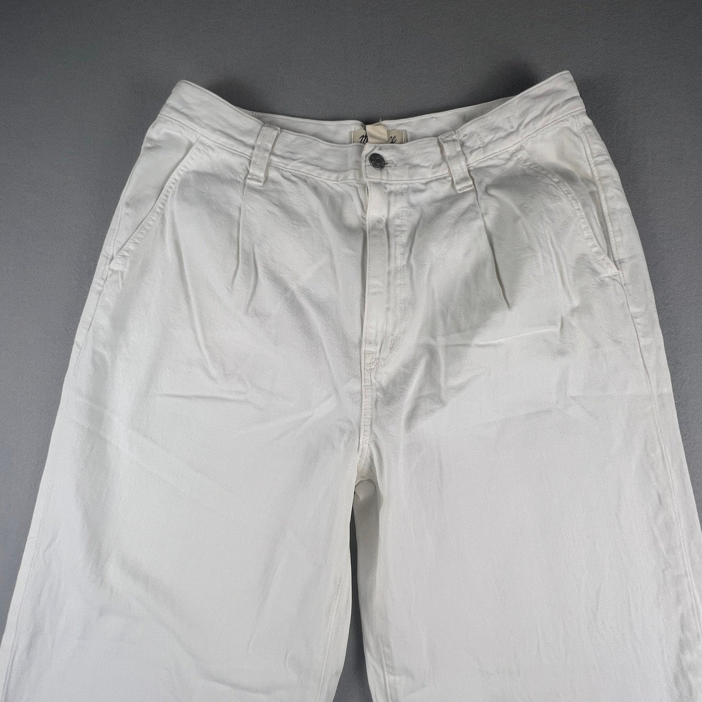Madewell Harlow Wide-Leg Jean Womens 30 White Pleated High Rise Minimalist Boho