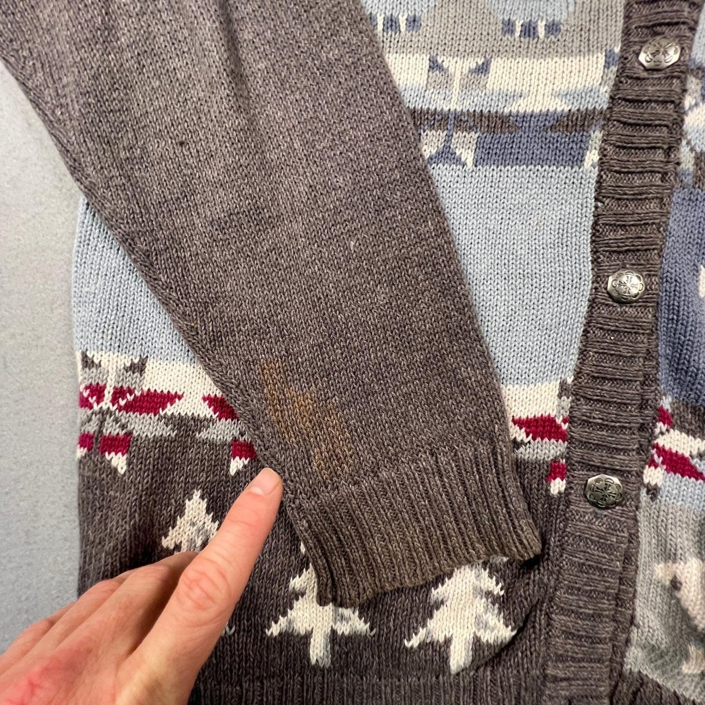 Northern Reflections Cardigan Sweater Womens XL Grey Winter Polar Bear Vintage