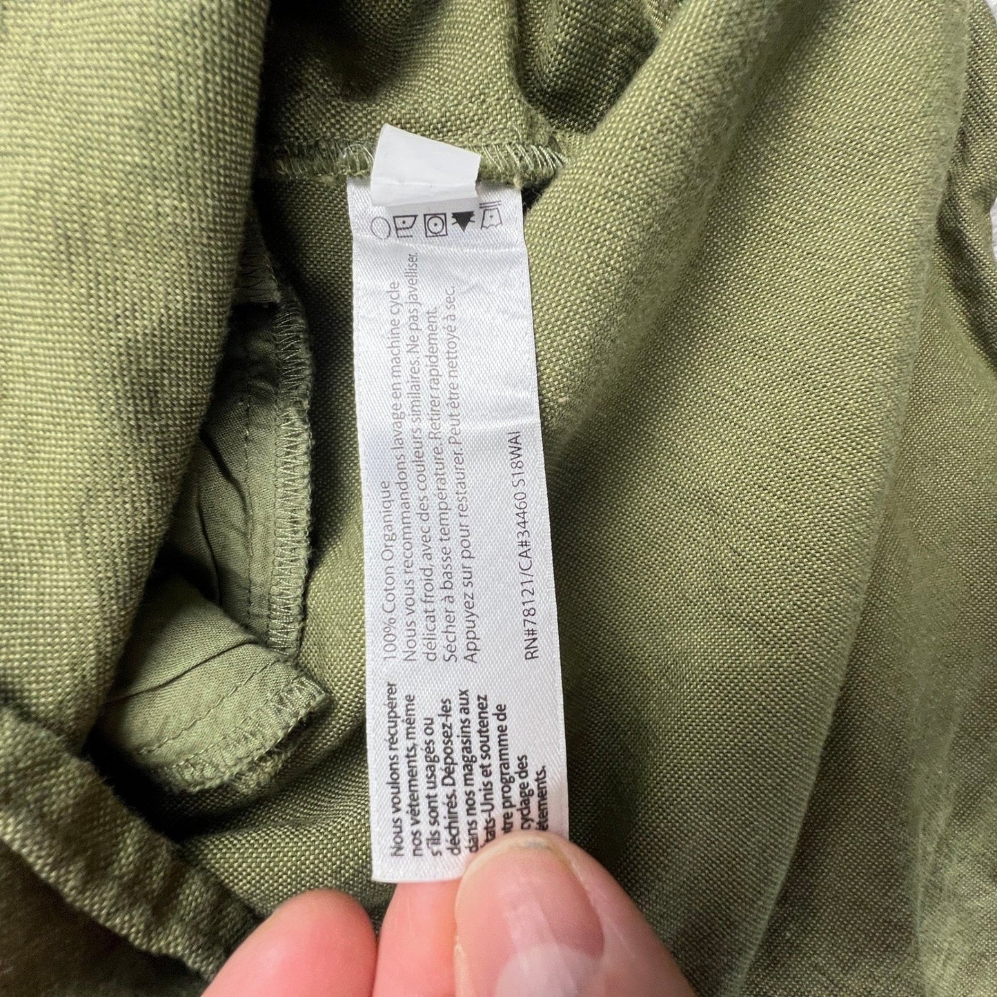 Eileen Fisher Organic Cotton Dress Small Olive Green Minimalist Classic Summer