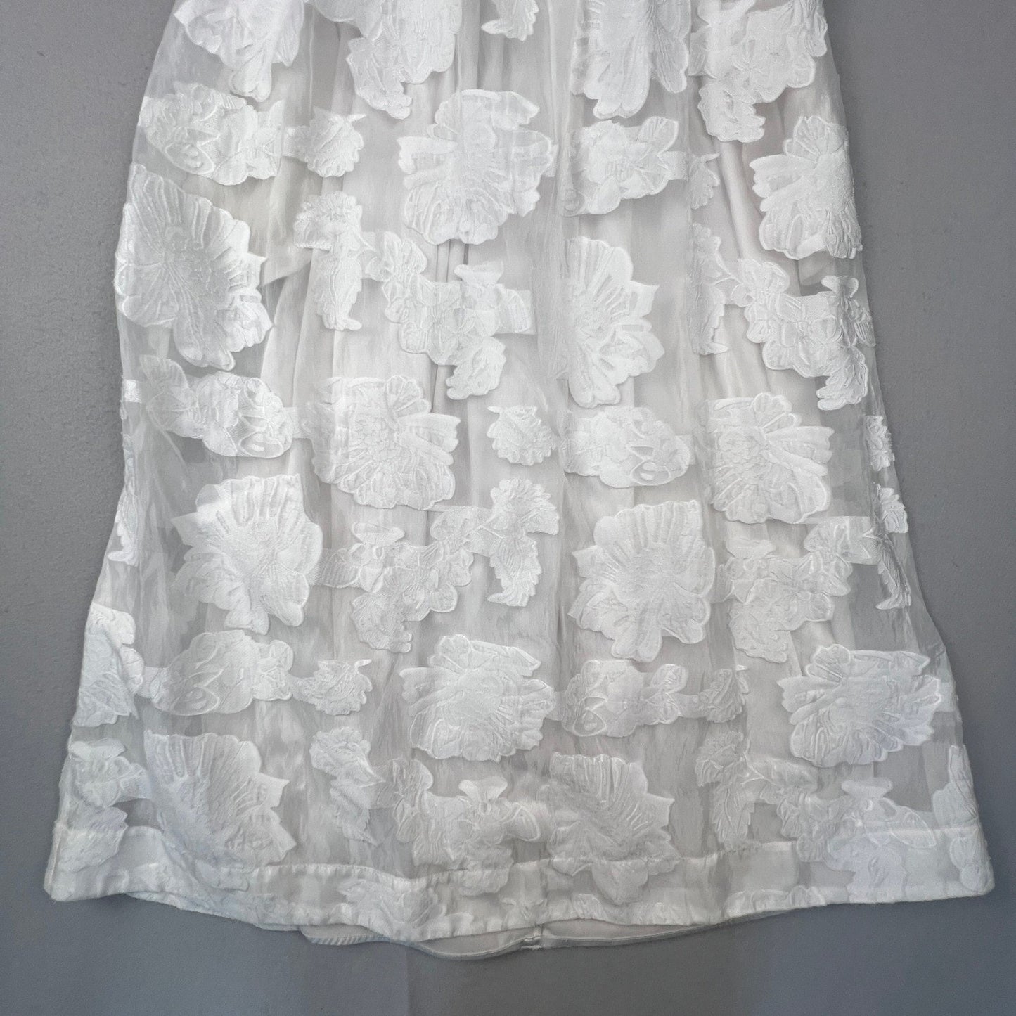 BHLDN Maxi Dress Womens Small White Floral Jacquard Organza Empire Bridal Boho