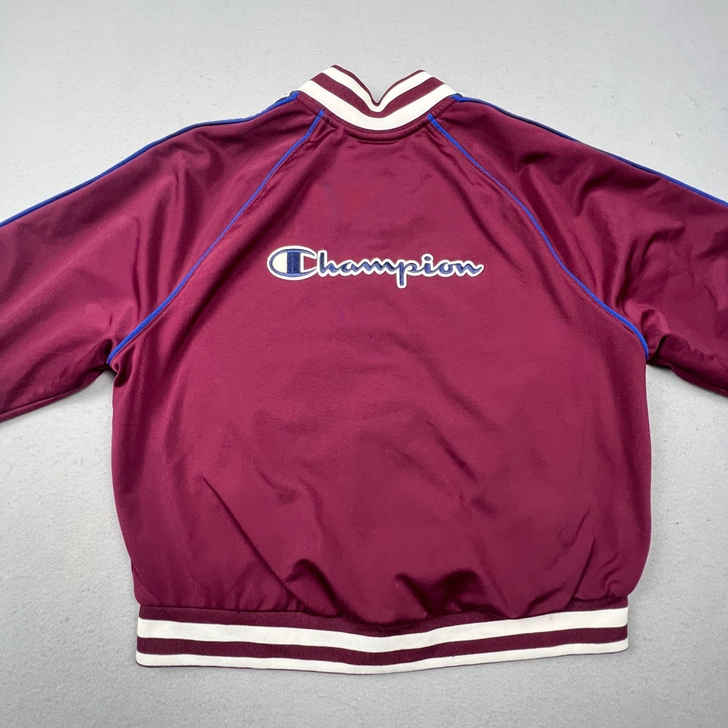 Champion Track Jacket Womens Large Maroon Logo Tape Full Zip Athletic Sporty