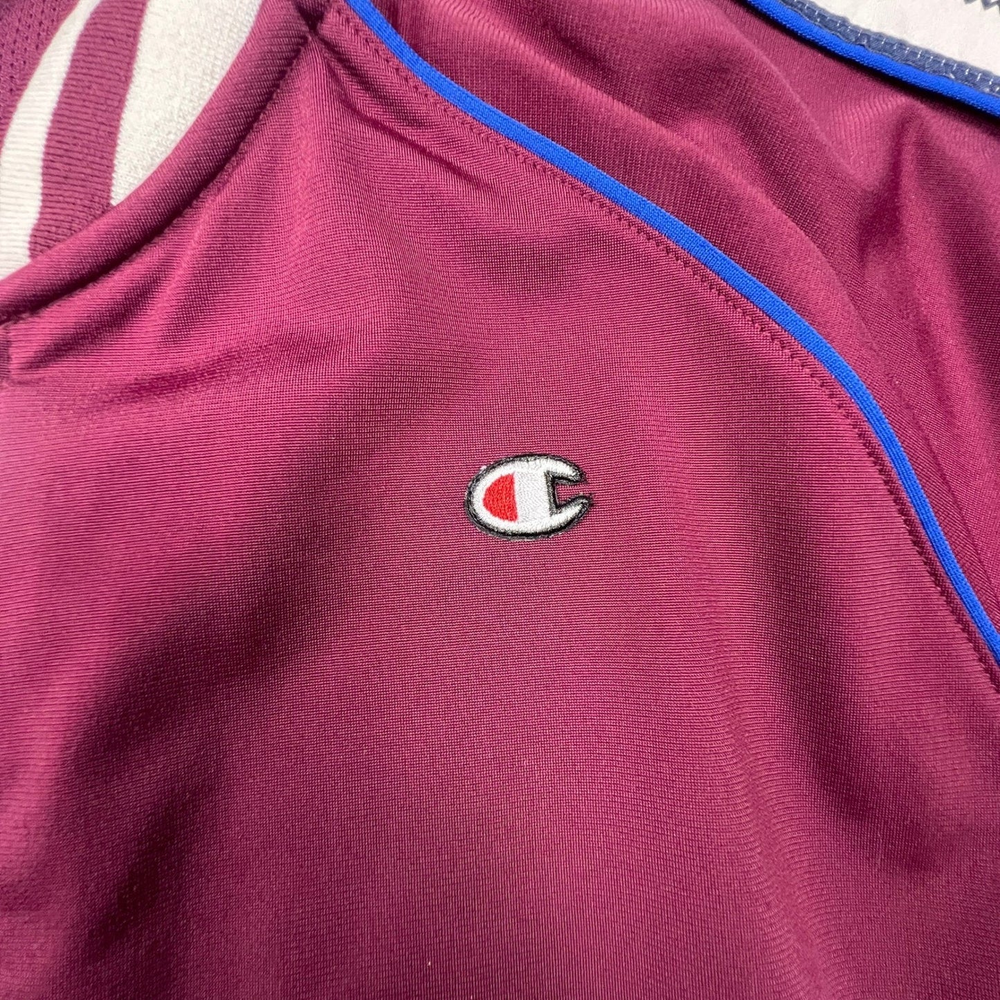 Champion Track Jacket Womens Large Maroon Logo Tape Full Zip Athletic Sporty