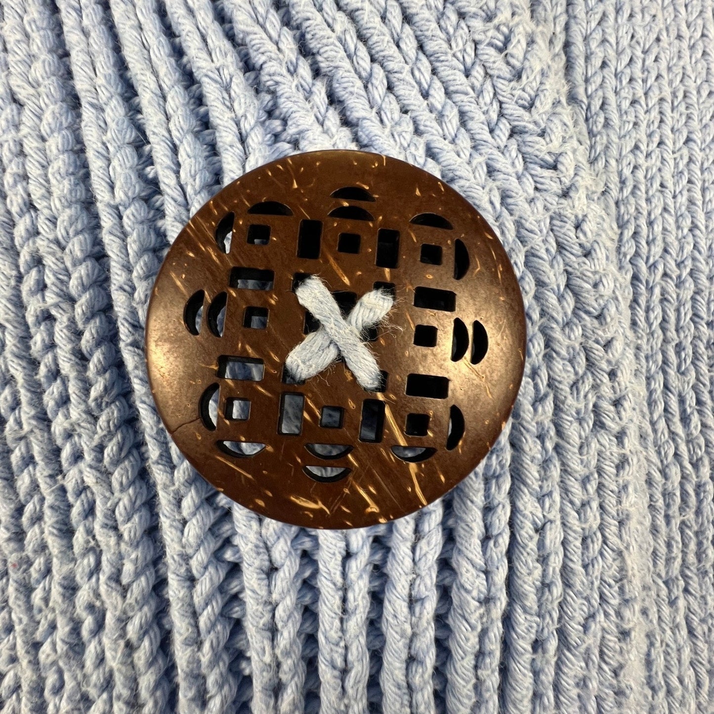 Pure Handknit Cardigan Sweater M/L Blue Cotton Button Up Coastal Grandmacore