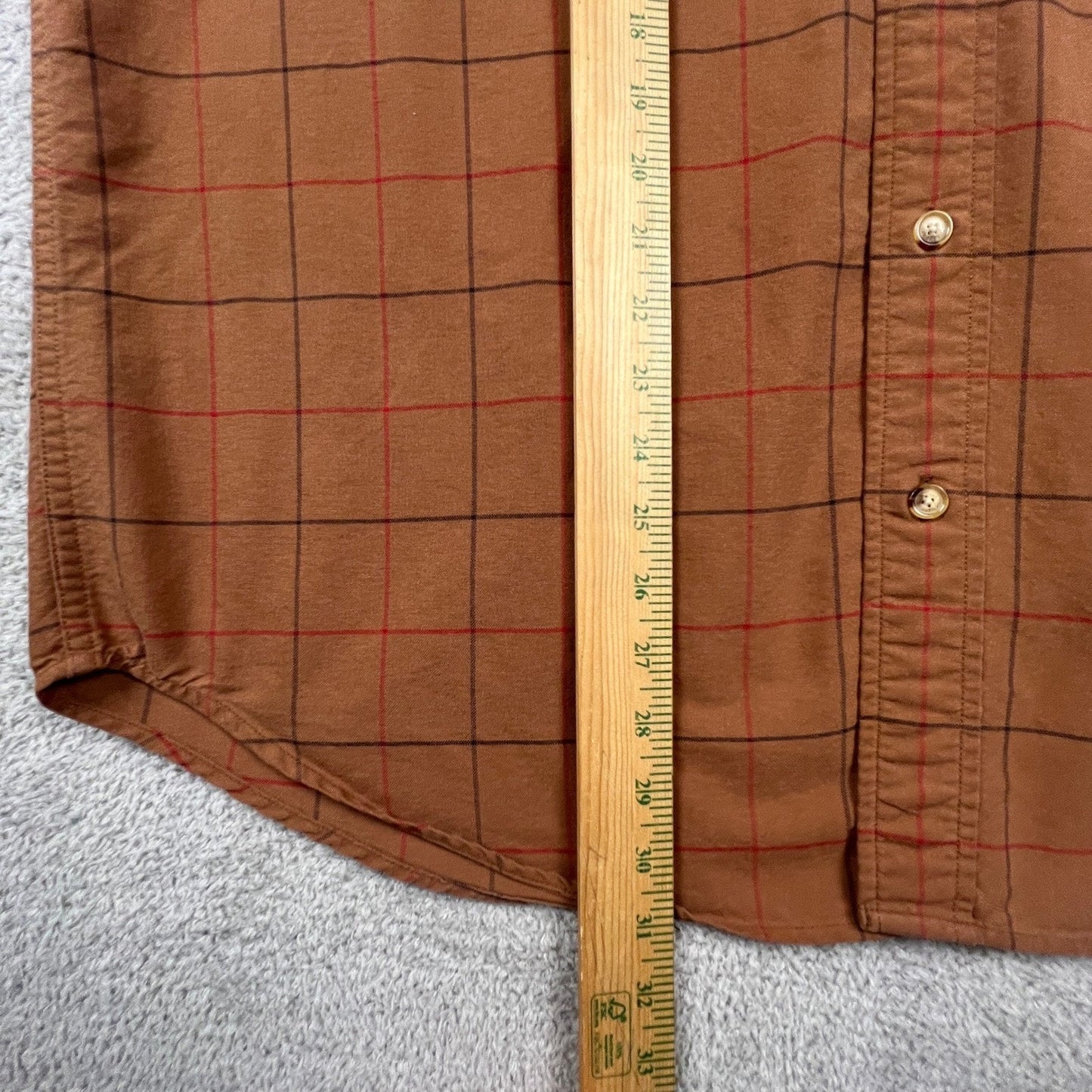 Orvis Button Down Shirt Mens L Brown Windowpane Plaid Cotton Outdoor Casual VTG