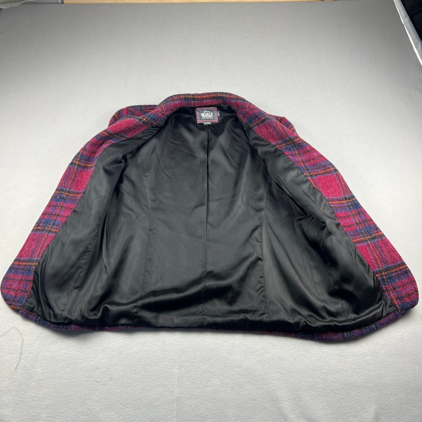 Vintage Woolrich Plaid Wool Blazer Women Medium Made in USA Jacket Dark Academia